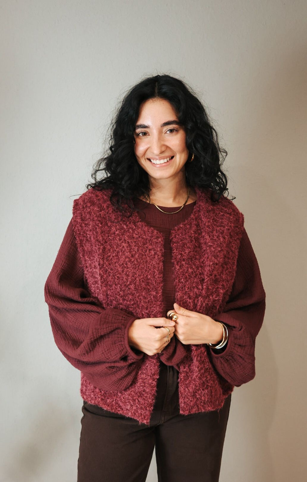 Musselinbluse mit Ballonärmel