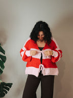 Gestreifter Schleifen Cardigan