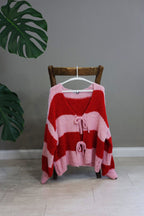 Gestreifter Schleifen Cardigan