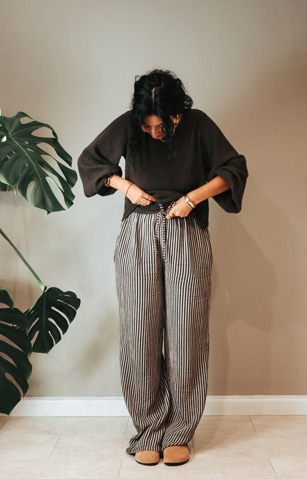 Gestreifte Musselinhose