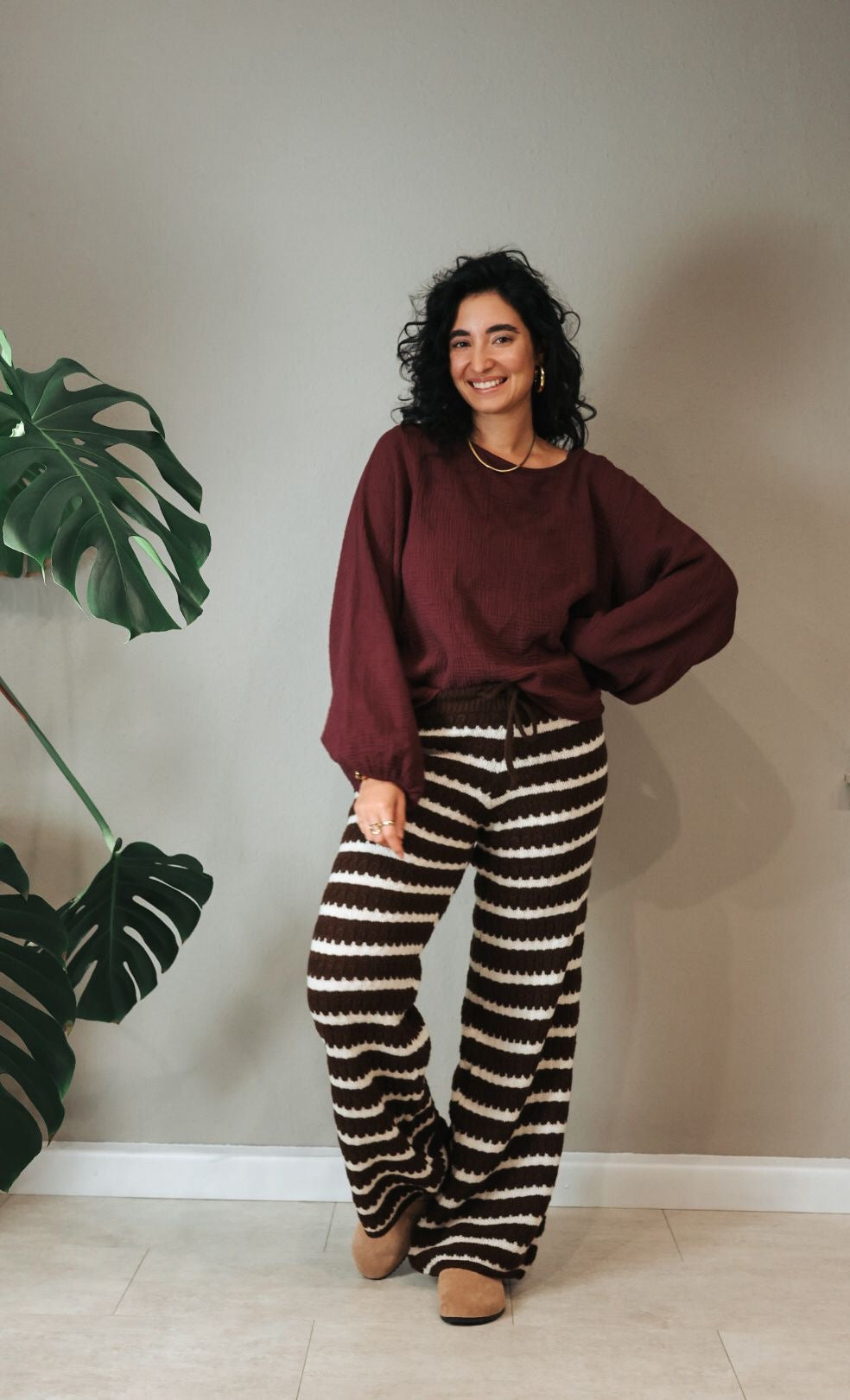 Gestreifte Strickhose