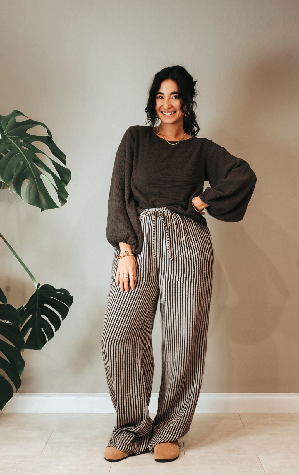 Musselinbluse mit Ballonärmel