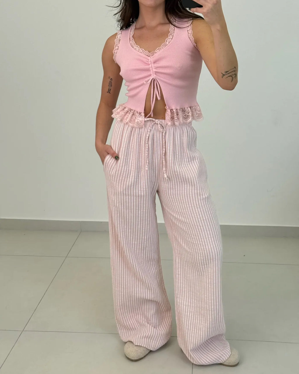 Gestreifte Musselinhose