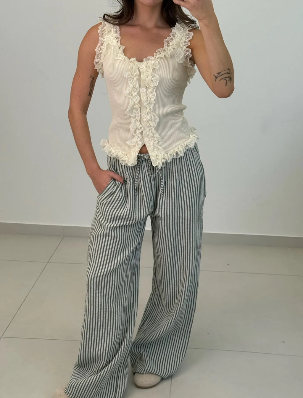 Gestreifte Musselinhose