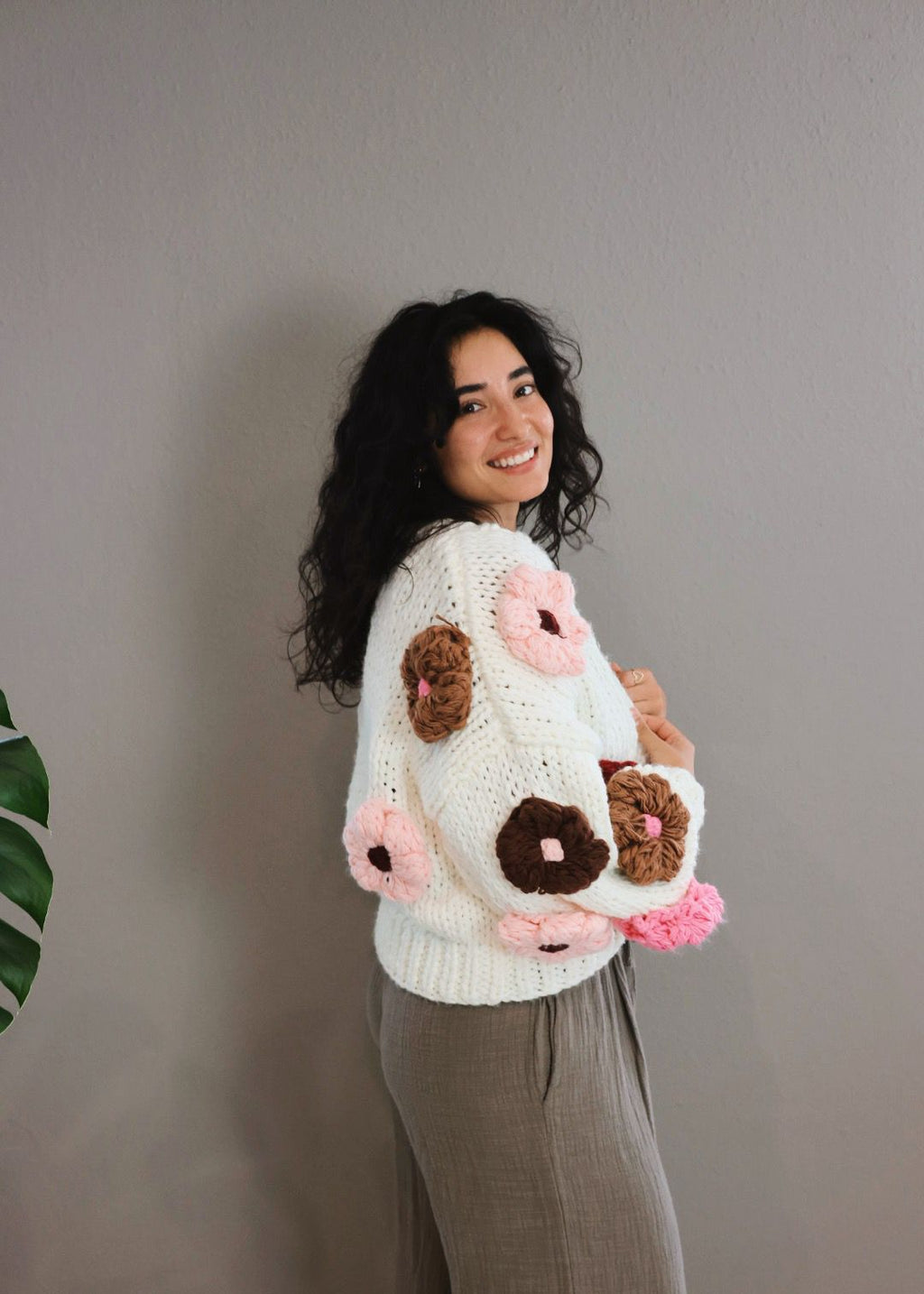 Handmade Strick mit 3D-Blumen