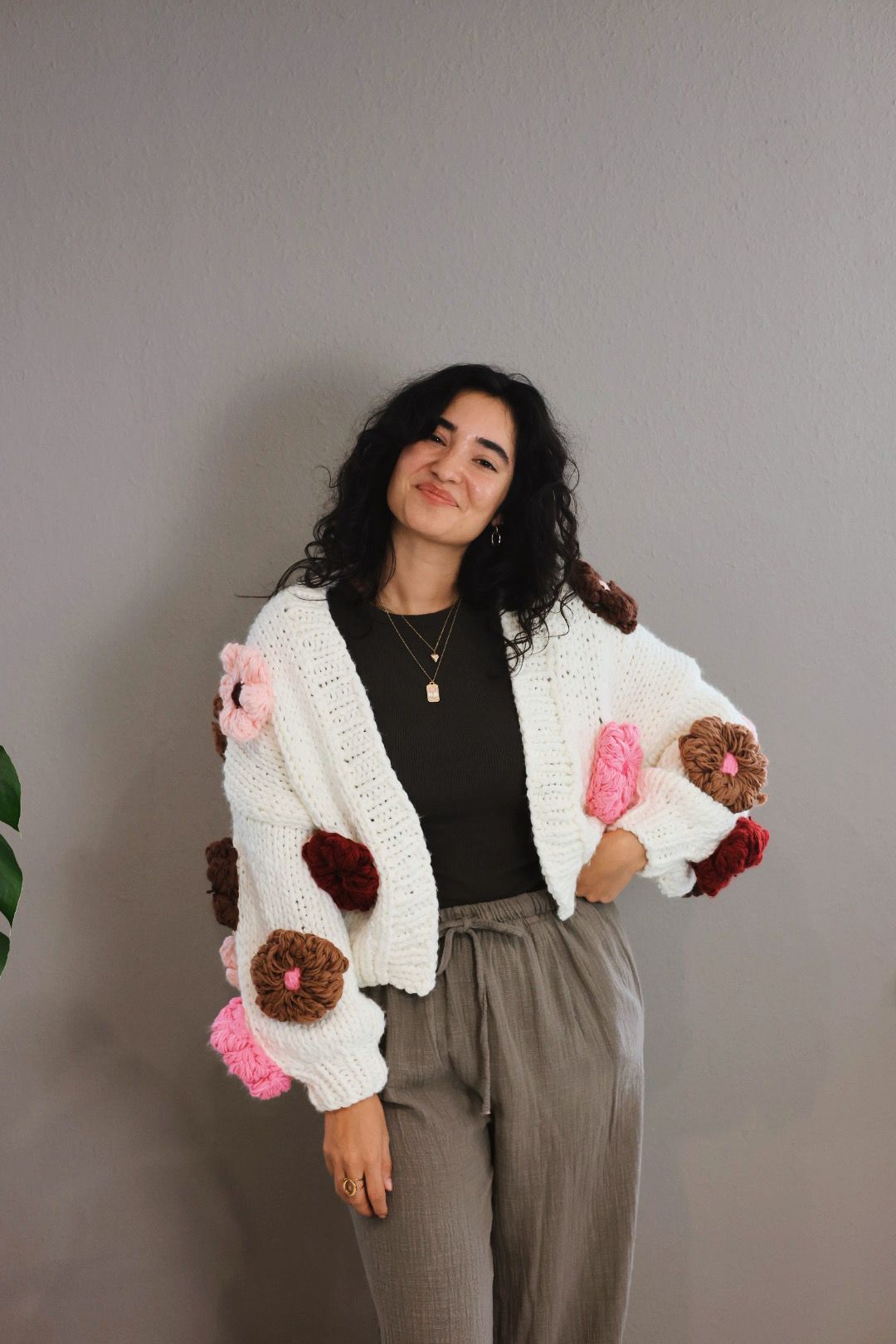 Handmade Strick mit 3D-Blumen